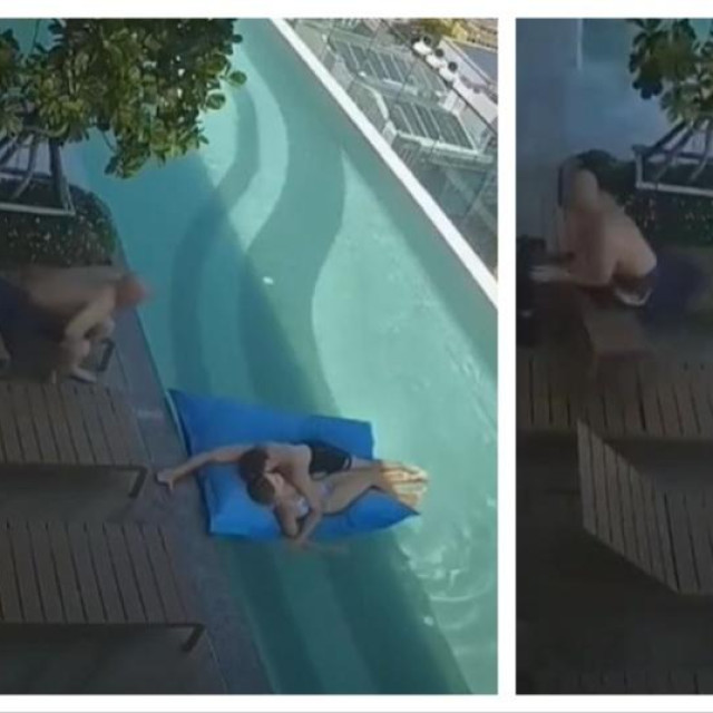 Bazen na vrhu nebodera u Bangkoku u vrijeme potresa